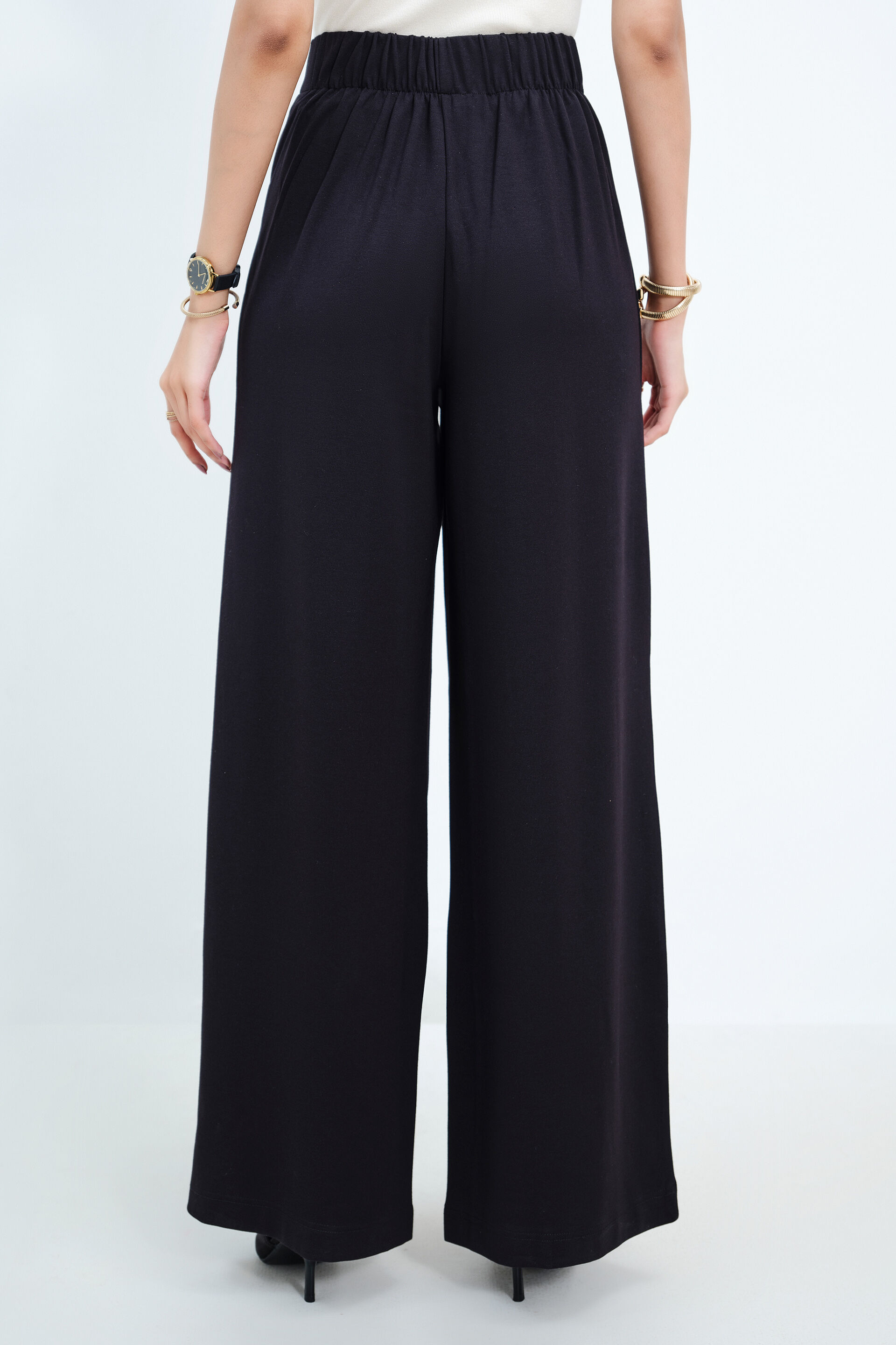 Golden Detail Black Pants, Black, image 5